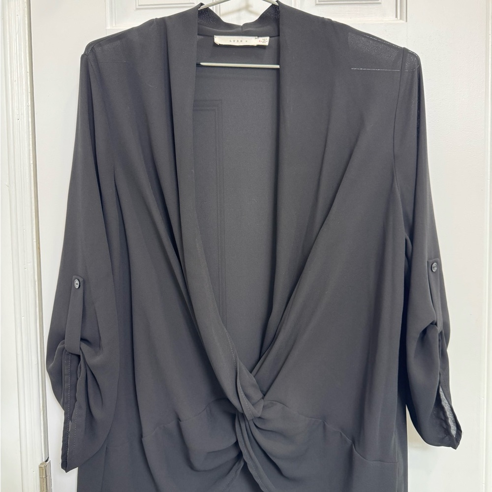 Black sheer Draped Blouse